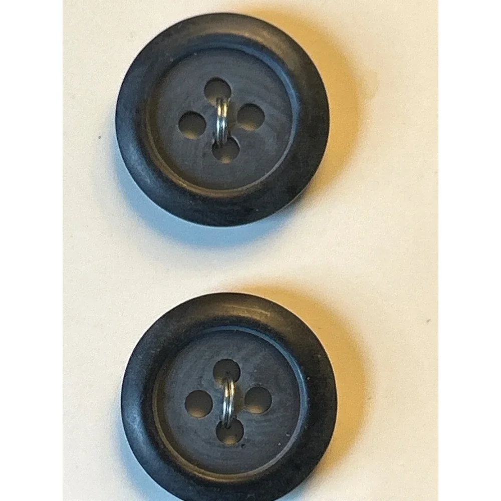 Vintage La Petite Black Sewing‎ Buttons 4 Hole Round 1203 Blumenthal Lansing 2pc